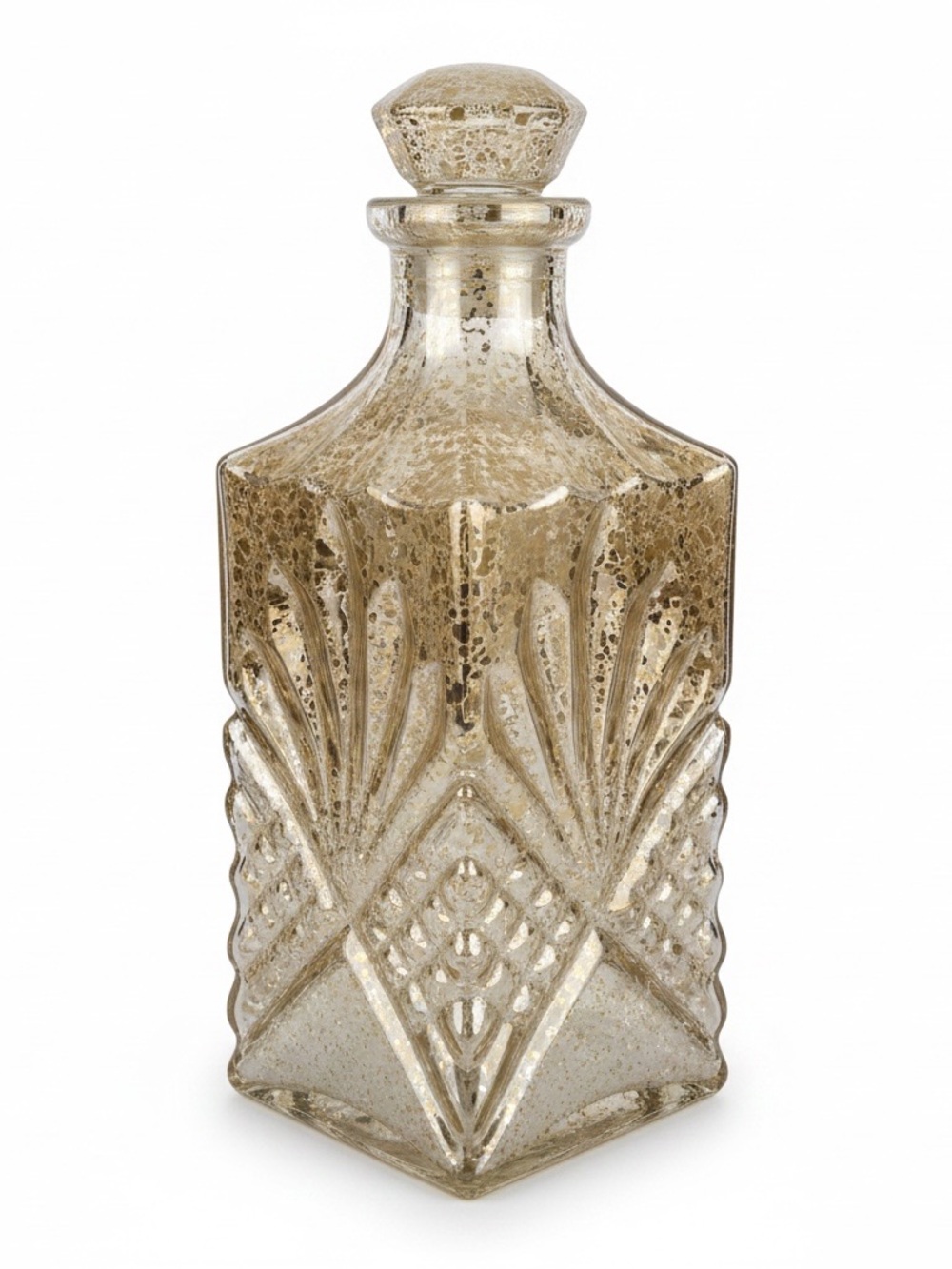 MERCURY GLASS DECANTER with Fixed Stopper Table Lamp Ambiance Lamp SIL WHT